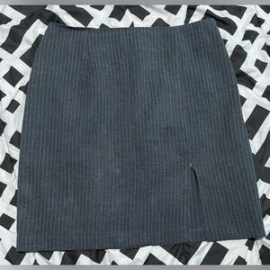 Gray Striped Business Skirt